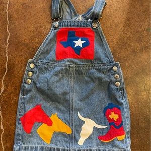 Vintage Arizona Jean Co 4T Texas Appliqué Denim Overall Dress